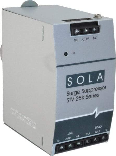 Sola/Hevi-Duty - 2.56 Inch Long x 4.87 Inch Wide x 4-3/4 Inch Deep, Hardwired Surge Protector - DIN Rail Mount, 120 V, 50 kA Surge Protection - Makers Industrial Supply