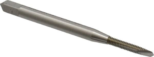 OSG - #2-56 UNC, 2 Flute, Bright Finish, High Speed Steel Spiral Point Tap - Plug Chamfer, Right Hand Thread, 1-3/4" OAL, 7/16" Thread Length, 0.141" Shank Diam, 2B Class of Fit, Series 105 - Exact Industrial Supply