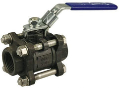 NIBCO - 1/4" Pipe, Full Port, Carbon Steel Standard Ball Valve - 3 Piece, Inline - One Way Flow, FNPT x FNPT Ends, Locking Lever Handle, 1,000 WOG - Makers Industrial Supply