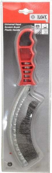 Value Collection - 1" Trim Length Steel Scratch Brush - 5-1/2" Brush Length, 10" OAL, 1" Trim Length, Plastic Ergonomic Handle - Makers Industrial Supply