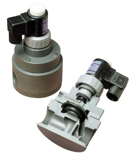 Plast-O-Matic - 1-1/2" Port, Pilot Operated, PVC Solenoid Valve - Normally Closed, EPDM Seal - Makers Industrial Supply