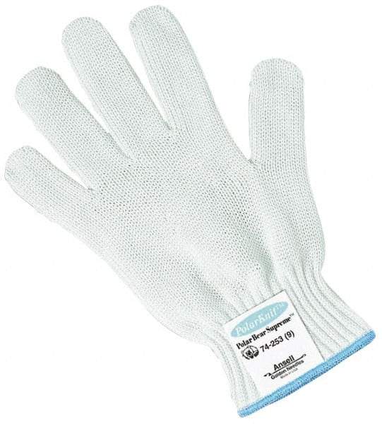 Ansell - Size M (8), ANSI Cut Lvl 5, Abrasion Lvl 3, Stainless Steel Cut Resistant Gloves - Stainless Steel/Synthetic Fiber Lining, Knit Wrist, White, Ambidextrous - Makers Industrial Supply