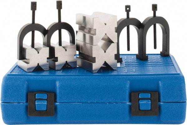 Fowler - 1 to 1-1/2" Capacity, 90° Angle, 4-Way V-Block - 1-1/2 and 2" Long x 1-1/4 and 1-1/2" Wide x 1-1/4 and 1-1/2" High, Sold as 2 Block Set - Makers Industrial Supply