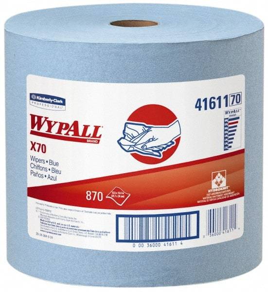 WypAll - X70 Dry Shop Towel/Industrial Wipes - Jumbo Roll, 13-3/8" x 12-1/2" Sheet Size, Blue - Makers Industrial Supply