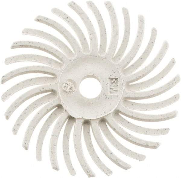 3M - 1" Diam, 1/16" Max Face Width, Shank Radial Bristle Brush - 120 Grit, Fine Grade, 35,000 Max RPM, White - Makers Industrial Supply