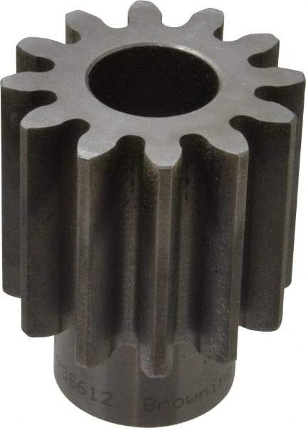 Browning - 6 Pitch, 2" Pitch Diam, 2.33" OD, 12 Tooth Spur Gear - 2" Face Width, 1" Bore Diam, 1-1/2" Hub Diam, 20° Pressure Angle, Steel - Makers Industrial Supply