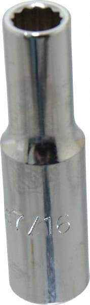 Proto - 7/16", 1/2" Drive, Deep Hand Socket - 12 Points, 3-1/4" OAL, Chrome Finish - Makers Industrial Supply