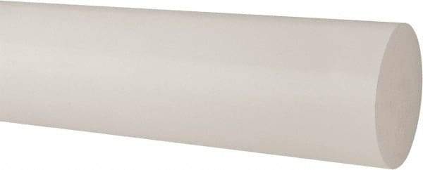 Made in USA - 2' Long, 4" Diam, Polypropylene Plastic Rod - Natural (Color) - Makers Industrial Supply