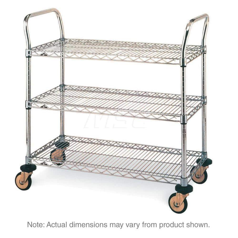 Metro - Carts; Type: Utility ; Load Capacity (Lb.): 375.000 ; Number of Shelves: 3 ; Width (Inch): 18 ; Length (Inch): 24 ; Height (Inch): 38 - Exact Industrial Supply