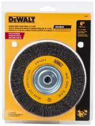 DeWALT - 6" OD, 3/8" Arbor Hole, Crimped Steel Wheel Brush - 3/4" Face Width, 0.014" Filament Diam, 6,000 RPM - Makers Industrial Supply