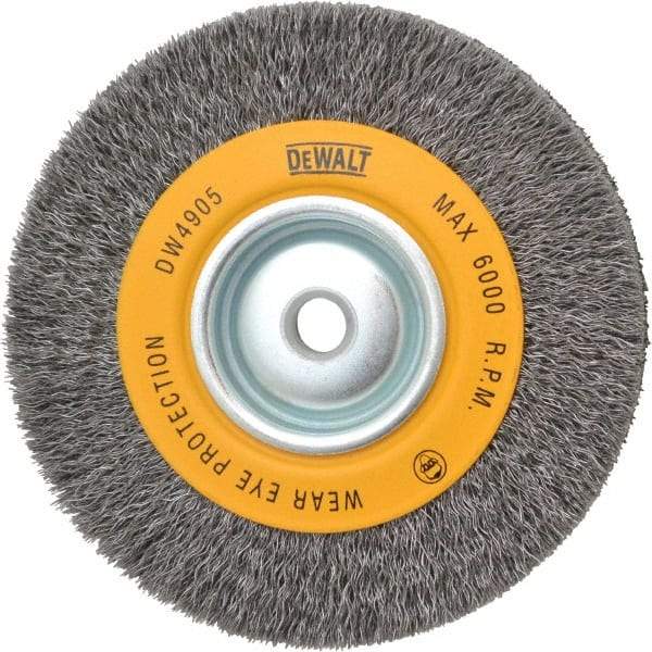 DeWALT - 6" OD, 5/8" Arbor Hole, Crimped Steel Wheel Brush - 1" Face Width, 0.014" Filament Diam, 6,000 RPM - Makers Industrial Supply