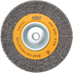 DeWALT - 6" OD, 5/8" Arbor Hole, Crimped Steel Wheel Brush - 1" Face Width, 0.014" Filament Diam, 6,000 RPM - Makers Industrial Supply