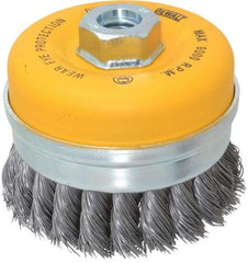 DeWALT - 4" Diam, 5/8-11 Threaded Arbor, Steel Fill Cup Brush - 0.023 Wire Diam, 9,000 Max RPM - Makers Industrial Supply