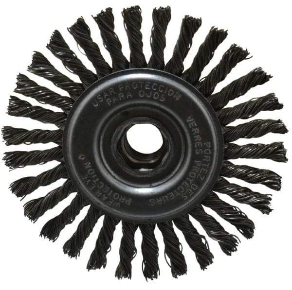 DeWALT - 4" OD, 5/8-11 Arbor Hole, Knotted Steel Wheel Brush - 0.02" Filament Diam, 20,000 RPM - Makers Industrial Supply