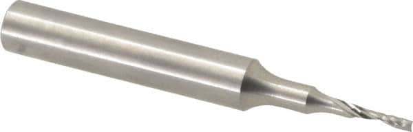 Onsrud - 1/16" Cutting Diam x 1/4" Length of Cut, 1 Flute, Upcut Spiral Router Bit - Uncoated, Right Hand Cut, Solid Carbide, 2" OAL x 1/4" Shank Diam, Single Edge, 21° Helix Angle - Makers Industrial Supply