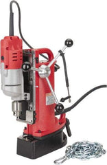 Milwaukee Tool - 1/2" Chuck, 9" Travel, Portable Electromagnetic Drill Press - 600 RPM, 7.2 Amps, 120 Volts, 9' Cord Length - Makers Industrial Supply