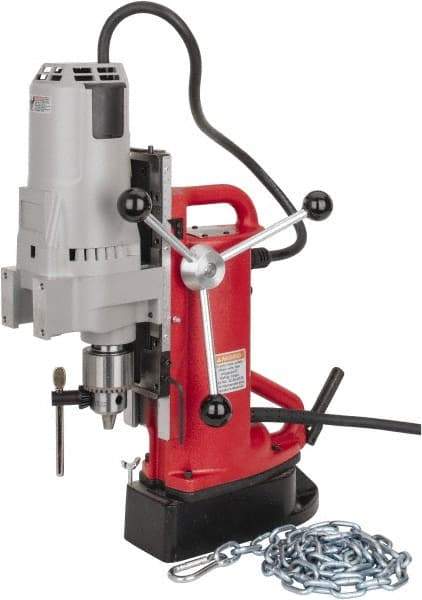 Milwaukee Tool - 3/4" Chuck, 11" Travel, Portable Electromagnetic Drill Press - 350 RPM, 12.5 Amps, 120 Volts, 9' Cord Length - Makers Industrial Supply