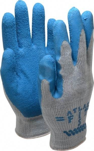 SHOWA - Size S (7) Rubber Coated Cotton Blend General Protection Work Gloves - For General Purpose, Palm & Fingers Coated, Knit Wrist Cuff, Full Fingered, Blue/Gray, Paired - Makers Industrial Supply