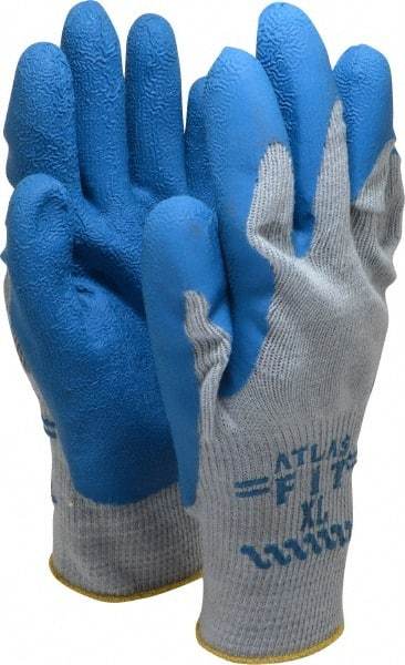 SHOWA - Size XL (10) Rubber Coated Cotton Blend General Protection Work Gloves - For General Purpose, Palm & Fingers Coated, Knit Wrist Cuff, Full Fingered, Blue/Gray, Paired - Makers Industrial Supply