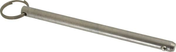 Gibraltar - 3/8" Pin Diam, 5-1/2" Long, Uncoated Stainless Steel Ball Lock Hitch Pin - 5-1/8" Usable Length - Makers Industrial Supply