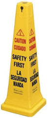 Rubbermaid - Caution - Safety First, 12-1/4" Wide x 36" High, Plastic Floor Sign - Cone, Black on Yellow, For Accident Prevention - Makers Industrial Supply