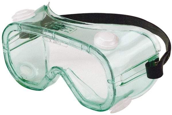 Uvex - Size Universal, Clear Polycarbonate Anti-Fog & Scratch Resistant Lens, Safety Goggles - Indirect Vent, Green Plastic Frame, Over the Glass Style - Makers Industrial Supply