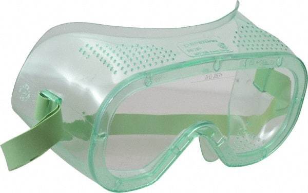 Uvex - Size Universal, Clear Polycarbonate Uncoated Lens, Safety Goggles - Direct Vent, Green Plastic Frame, Over the Glass Style - Makers Industrial Supply