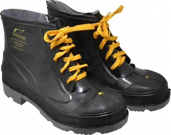 Dunlop Protective Footwear - Men's Size 7 Medium Width Steel Work Boot - Black, Polyurethane, PVC Upper, 6" High, Chemical Resistant, Non-Slip - Makers Industrial Supply