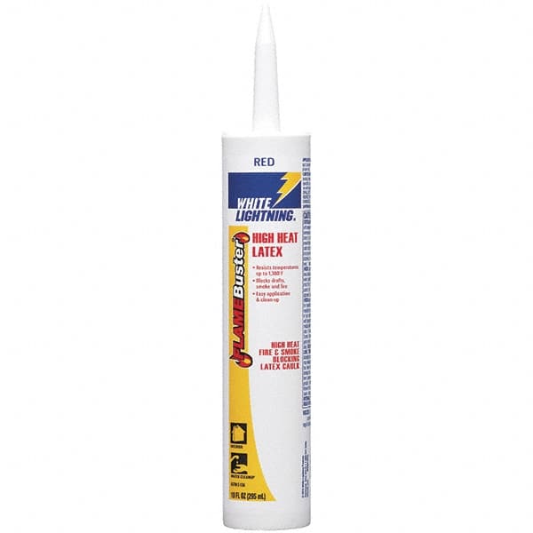 White Lightning - 10 oz Cartridge Red Acrylic & Latex Caulk - 1380°F Max Operating Temp - Makers Industrial Supply