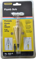 General - 4-1/2 Inch Long, 1-3/16 Inch Diameter Brass Plumb Bob - 8 Ounce, Has Replacable Tip - Makers Industrial Supply