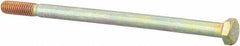 Made in USA - 5/16-18 UNC, 5-1/2" Length Under Head Hex Head Cap Screw - Partially Threaded, Grade 8 Alloy Steel, Zinc Yellow Dichromate Finish, 1/2" Hex - Makers Industrial Supply