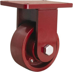 Hamilton - 6" Diam x 2-1/2" Wide x 8-1/2" OAH Top Plate Mount Rigid Caster - Cast Iron, 2,200 Lb Capacity, Tapered Roller Bearing, 5-1/2 x 7-1/2" Plate - Makers Industrial Supply