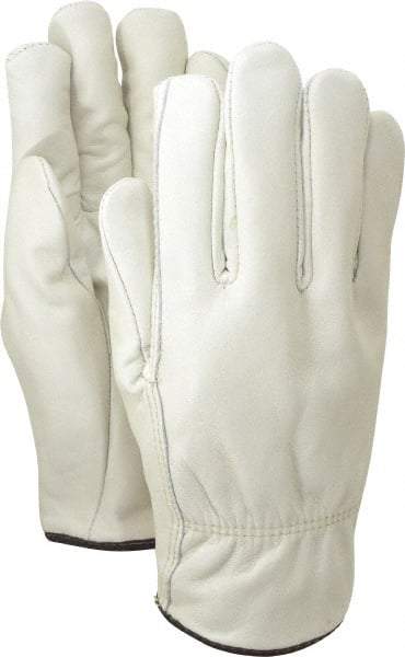 MCR Safety - Size L Grain Cowhide Work Gloves - For Work & Driver, Uncoated, Slip-On Cuff, Tan, Paired - Makers Industrial Supply