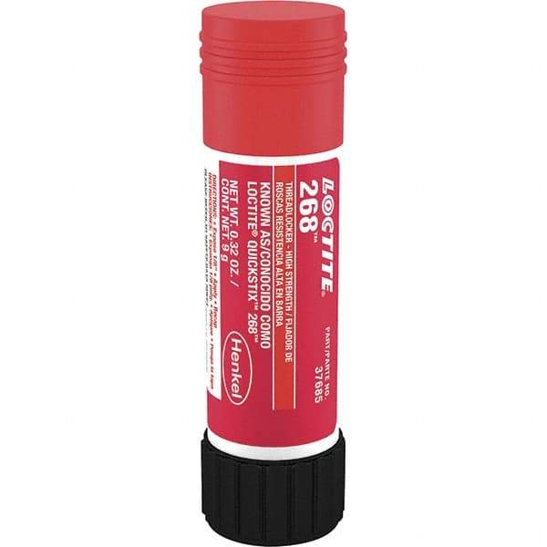 Loctite - 9 g Stick, Red, High Strength Semisolid Threadlocker - Series 268, 72 hr Full Cure Time, Hand Tool, Heat Removal - Makers Industrial Supply