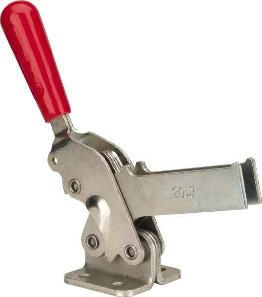 De-Sta-Co - 1,400 Lb Holding Capacity, Vertical Handle, Manual Hold Down Toggle Clamp - 66° Handle Movement, 78° Bar Opening, U-Bar, Flanged Base, Electro-Plated Zinc, Carbon Steel - Makers Industrial Supply