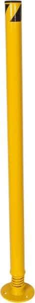 Vestil - 2-1/2" Diam x 42" High, Yellow Steel Spring Bollard - 6" Wide x 6" Long Mounting Plate, 19 Lb - Makers Industrial Supply