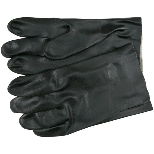 Double Dip Sandy Black PVC Gloves - 10″ Industry Standard - Jersey Lined - Guantlet Cuff - Size Large - Makers Industrial Supply