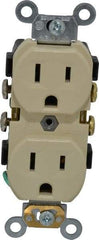 Leviton - 125 VAC, 15 Amp, 5-15R NEMA Configuration, Ivory, Specification Grade, Self Grounding Duplex Receptacle - 1 Phase, 2 Poles, 3 Wire, Flush Mount, Tamper Resistant - Makers Industrial Supply