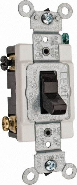 Leviton - 3 Pole, 120 to 277 VAC, 20 Amp, Commercial Grade, Toggle, Wall and Dimmer Light Switch - 1.31 Inch Wide x 4.06 Inch High - Makers Industrial Supply