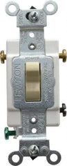 Leviton - 3 Pole, 120 to 277 VAC, 20 Amp, Commercial Grade, Toggle, Wall and Dimmer Light Switch - 1.31 Inch Wide x 4.06 Inch High - Makers Industrial Supply