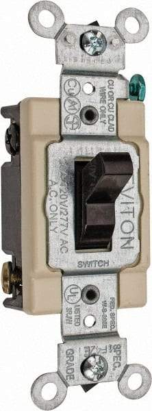 Leviton - 4 Pole, 120 to 277 VAC, 20 Amp, Commercial Grade, Toggle, Wall and Dimmer Light Switch - 1.31 Inch Wide x 4.06 Inch High - Makers Industrial Supply