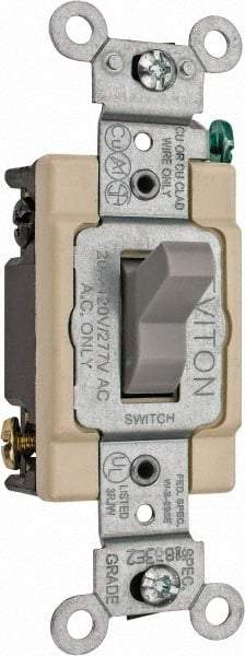 Leviton - 4 Pole, 120 to 277 VAC, 20 Amp, Commercial Grade, Toggle, Wall and Dimmer Light Switch - 1.31 Inch Wide x 4.06 Inch High - Makers Industrial Supply