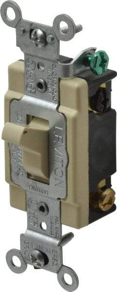 Leviton - 4 Pole, 120 to 277 VAC, 20 Amp, Commercial Grade, Toggle, Wall and Dimmer Light Switch - 1.31 Inch Wide x 4.06 Inch High - Makers Industrial Supply