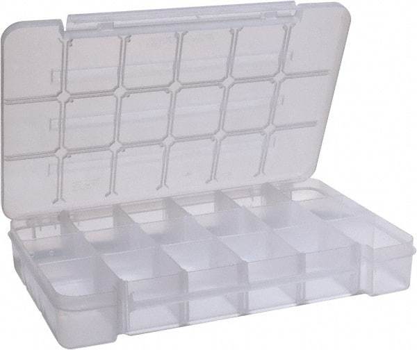 Akro-Mils - 9-1/2" Wide x 14-3/8" High x 2-1/2" Deep, Small Parts Storage Case - Clarified Polypropylene Frame, 3 to 18 Compartments, 2-7/8" Wide x 2-3/8 to 14" High x 2" Deep Bin - Makers Industrial Supply