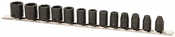 Proto - 13 Piece 1/4" Drive Impact Socket Set - 6 Points, 4mm to 10mm Range, Metric Measurement Standard - Makers Industrial Supply