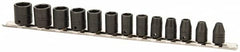 Proto - 13 Piece 1/4" Drive Impact Socket Set - 6 Points, 4mm to 10mm Range, Metric Measurement Standard - Makers Industrial Supply