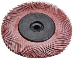 3M - 6" Diam, 7/16" Max Face Width, Plain Hole Radial Bristle Brush - 220 Grit, Very Fine Grade, 10,000 Max RPM, Red - Makers Industrial Supply