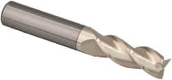 Accupro - 1/8", 3 Flute, Single End, Solid Carbide, 0.03" Corner Radius End Mill - 1-1/2" OAL, 37° Helix, Right Hand Flute, 3/8" LOC, Right Hand Cut - Makers Industrial Supply