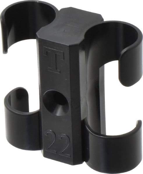 Midwest Control - 7/8 to 1 Hose OD, Multitube Holder - Black, 2 Slots, 2.4" OAL, 1/4" Mounting Hole, For Use With Tubes, Wires, Hose & Pipe - Makers Industrial Supply