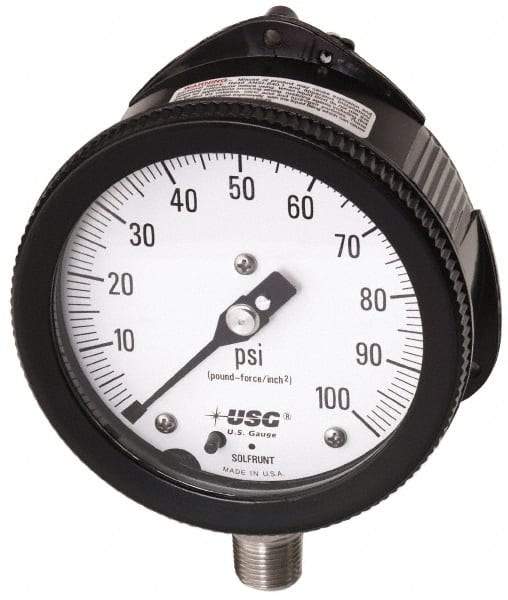 Ametek - 6" Dial, 1/2 Thread, 0-160 Scale Range, Pressure Gauge - Lower Back Connection Mount, Accurate to 0.5% of Scale - Makers Industrial Supply